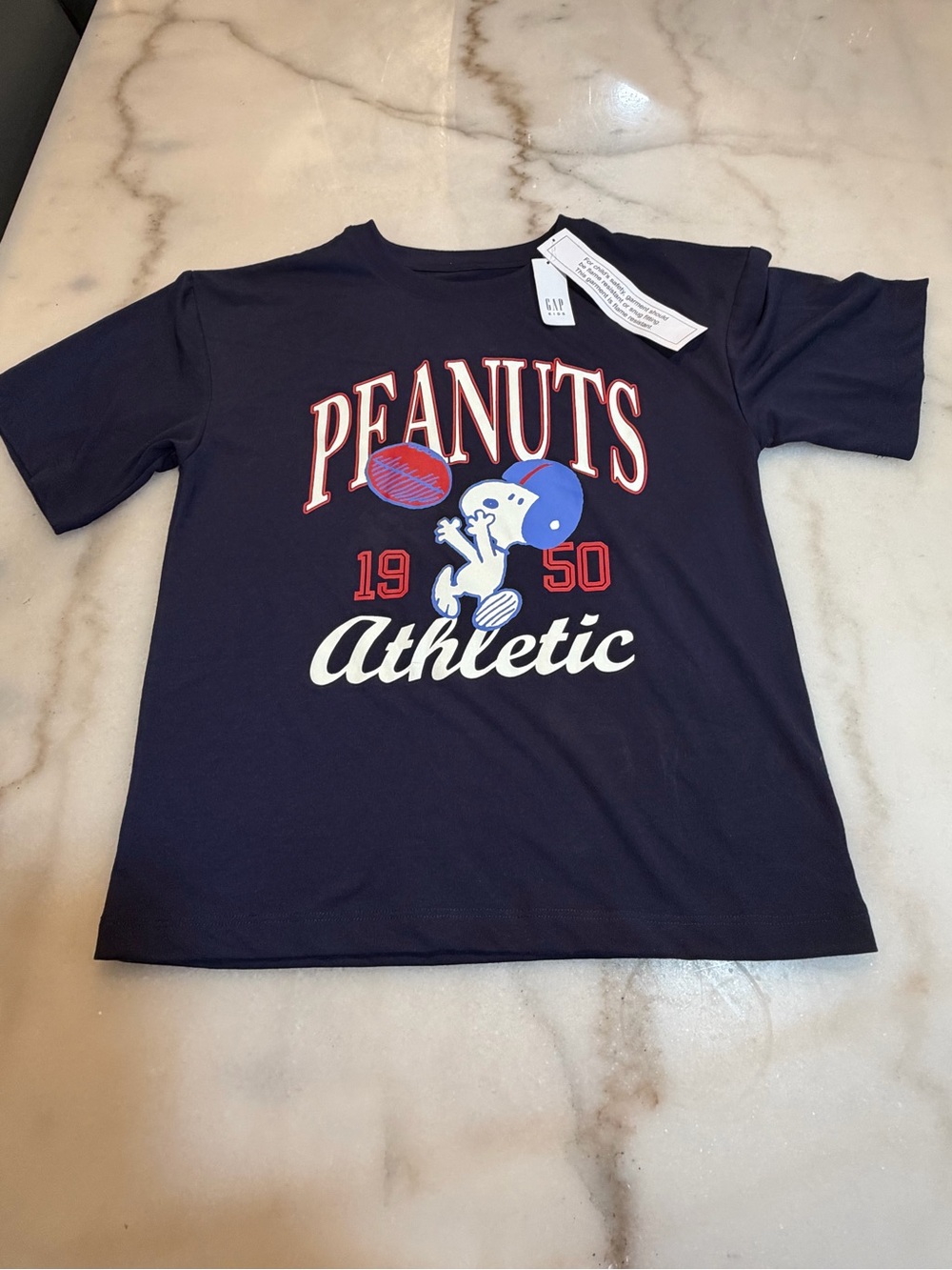 GAP Navy Peanuts Athletic Graphic Tee with Red & White Accents